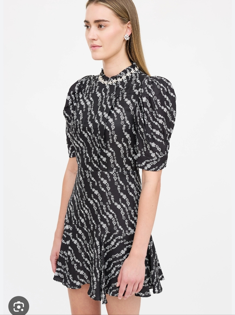 SANDRO Black Suisse Crystal Embellished Fit And Flare Dress NWT